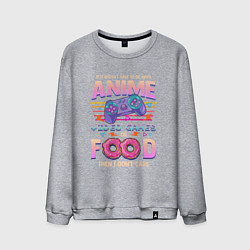 Свитшот хлопковый мужской Anime Video Games Or Food, цвет: меланж