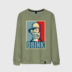 Свитшот хлопковый мужской Bender, цвет: авокадо