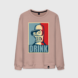 Свитшот хлопковый мужской Bender, цвет: пыльно-розовый