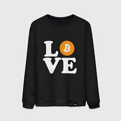 Свитшот хлопковый мужской LOVE BITCOIN БИТКОИН БИТОК, цвет: черный