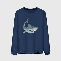 Свитшот хлопковый мужской Агрессивная акула, цвет: тёмно-синий