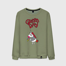 Свитшот хлопковый мужской Green Day Unicorn, цвет: авокадо