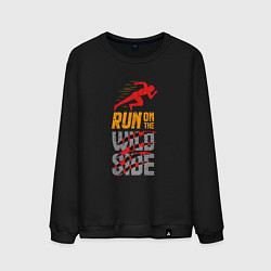 Свитшот хлопковый мужской Run on the Wild Side, цвет: черный