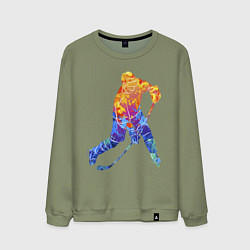 Свитшот хлопковый мужской Хоккеист, цвет: авокадо