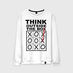 Свитшот хлопковый мужской THINK OUTSIDE THE BOX, цвет: белый