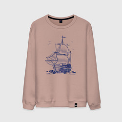 Свитшот хлопковый мужской Корабль, цвет: пыльно-розовый