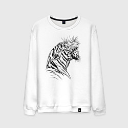 Мужской свитшот Чёрно белый рисунок тигра
