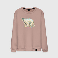 Свитшот хлопковый мужской Белый медведь, цвет: пыльно-розовый