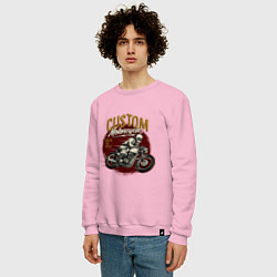 Свитшот хлопковый мужской Ретро мотоцикл, цвет: светло-розовый — фото 2