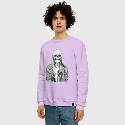 Свитшот хлопковый мужской Скелет Курт, цвет: лаванда — фото 2