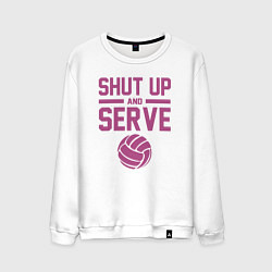 Свитшот хлопковый мужской Shut Up And Serve, цвет: белый