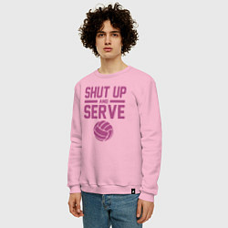 Свитшот хлопковый мужской Shut Up And Serve, цвет: светло-розовый — фото 2