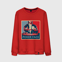 Свитшот хлопковый мужской Poker face, цвет: красный