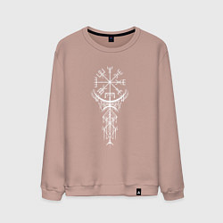 Свитшот хлопковый мужской Вегвизир Vegvisir Руна Z, цвет: пыльно-розовый