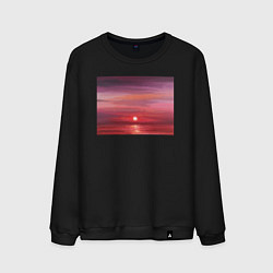 Свитшот хлопковый мужской Сочный закат на море, цвет: черный