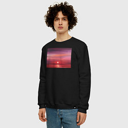 Свитшот хлопковый мужской Сочный закат на море, цвет: черный — фото 2