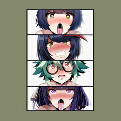 Свитшот хлопковый мужской Genshin Impact Ahegao face, цвет: авокадо — фото 2