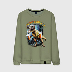 Свитшот хлопковый мужской Пивозавриха Динозавр с пивом, цвет: авокадо