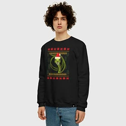 Свитшот хлопковый мужской Рождественский свитер Скептическая змея, цвет: черный — фото 2