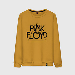 Свитшот хлопковый мужской PINK FLOYD LOGO ПИНК ФЛОЙД, цвет: горчичный