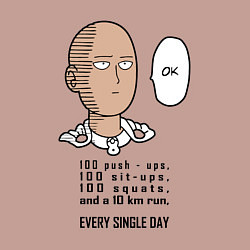 Свитшот хлопковый мужской Список тренировки Сайтама One Punch-Man, цвет: пыльно-розовый — фото 2