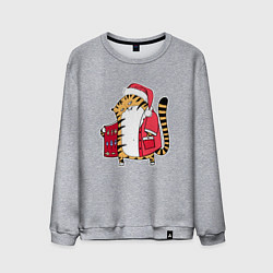 Свитшот хлопковый мужской Тигр тайно продает рыбу, цвет: меланж