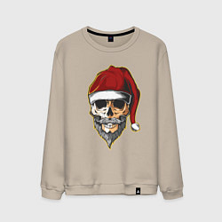 Свитшот хлопковый мужской Santa Skull, цвет: миндальный