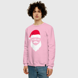 Свитшот хлопковый мужской Санта ХО-ХО-ХО арт, цвет: светло-розовый — фото 2