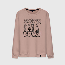 Свитшот хлопковый мужской Карикатура на группу System of a Down, цвет: пыльно-розовый