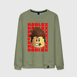 Свитшот хлопковый мужской ROBLOX RED LOGO LEGO FACE, цвет: авокадо