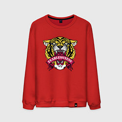 Свитшот хлопковый мужской Бесстрашный гордый тигр, цвет: красный