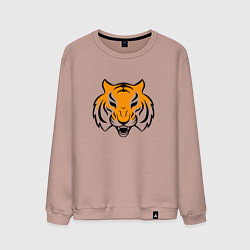Свитшот хлопковый мужской Тигр логотип, цвет: пыльно-розовый