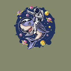 Свитшот хлопковый мужской Космонавт верхом на акуле, цвет: авокадо — фото 2