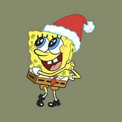 Свитшот хлопковый мужской Рождественский Спанч Боб, цвет: авокадо — фото 2