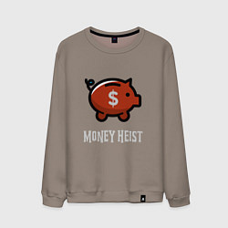 Свитшот хлопковый мужской Money Heist Pig, цвет: утренний латте