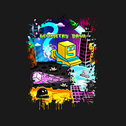 Свитшот хлопковый мужской Geometry Dash: Pixel Logo, цвет: черный — фото 2
