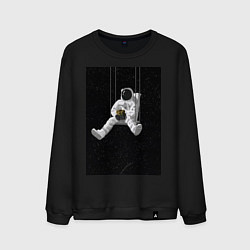 Свитшот хлопковый мужской Chill astronaut, цвет: черный