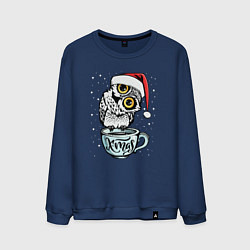 Свитшот хлопковый мужской X-mas Owl, цвет: тёмно-синий