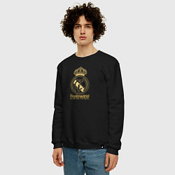 Свитшот хлопковый мужской Real Madrid gold logo, цвет: черный — фото 2