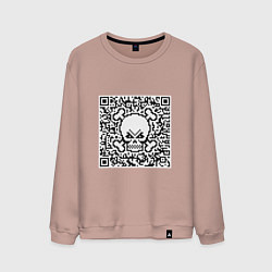 Свитшот хлопковый мужской QR Skull, цвет: пыльно-розовый