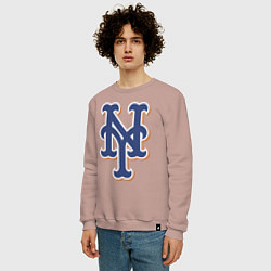 Свитшот хлопковый мужской New York Mets - baseball team, цвет: пыльно-розовый — фото 2