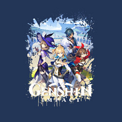 Свитшот хлопковый мужской ГЕРОИ В ТЕВАЙТЕ ГЕНШИН ИМПАКТ, цвет: тёмно-синий — фото 2