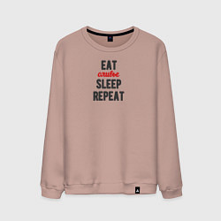 Свитшот хлопковый мужской Eat оливье Sleep Repeat, цвет: пыльно-розовый