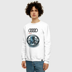 Свитшот хлопковый мужской Audi - car steering wheel, цвет: белый — фото 2