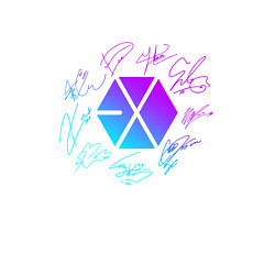 Свитшот хлопковый мужской EXO BAND NEON LOGO АВТОГРАФЫ, цвет: белый — фото 2