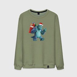 Свитшот хлопковый мужской Sulley Сhristmas, цвет: авокадо