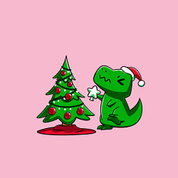 Свитшот хлопковый мужской Рождественский динозавр Christmas dinosaur, цвет: светло-розовый — фото 2