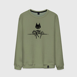Свитшот хлопковый мужской Stray: Black Logo, цвет: авокадо