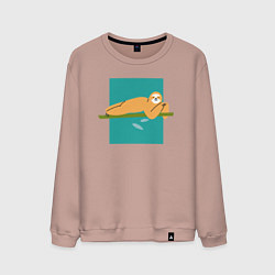 Свитшот хлопковый мужской Яркий ленивец серия третий, цвет: пыльно-розовый