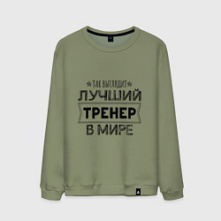 Свитшот хлопковый мужской Так выглядит ЛУЧШИЙ ТРЕНЕР в мире, цвет: авокадо